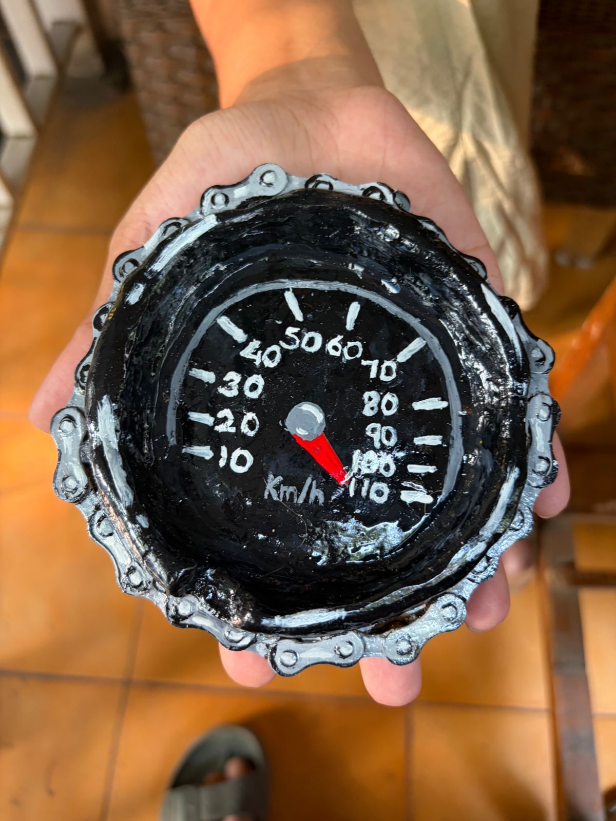 Bike theme speedometer ashtray